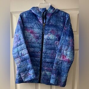 LAND’s END GALAXY Kids ThermoPlume Packable Hooded Jacket Size L 10H-12H